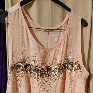 Dressy tank with sequins. Dusty rose color sz 22/24. Dry cleaned and never worn.